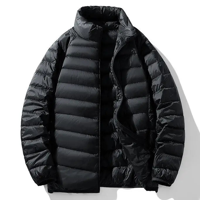 Wholesale Outdoor Lightweight Warm Duck Feather Custom Logo Black Winter Bubble Puff Filled Down Jackets for Men