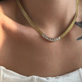 Wholesale Hip Hop Chunky Jewelry Zirconia Chain Choker Gold Plated Chain Necklace Bracelet Stainless Steel Jewelry Set