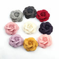 Wholesale Custom Hair Accessories Handmade Woolen Fabric Camellias with Nylon Bands and Hair Clips