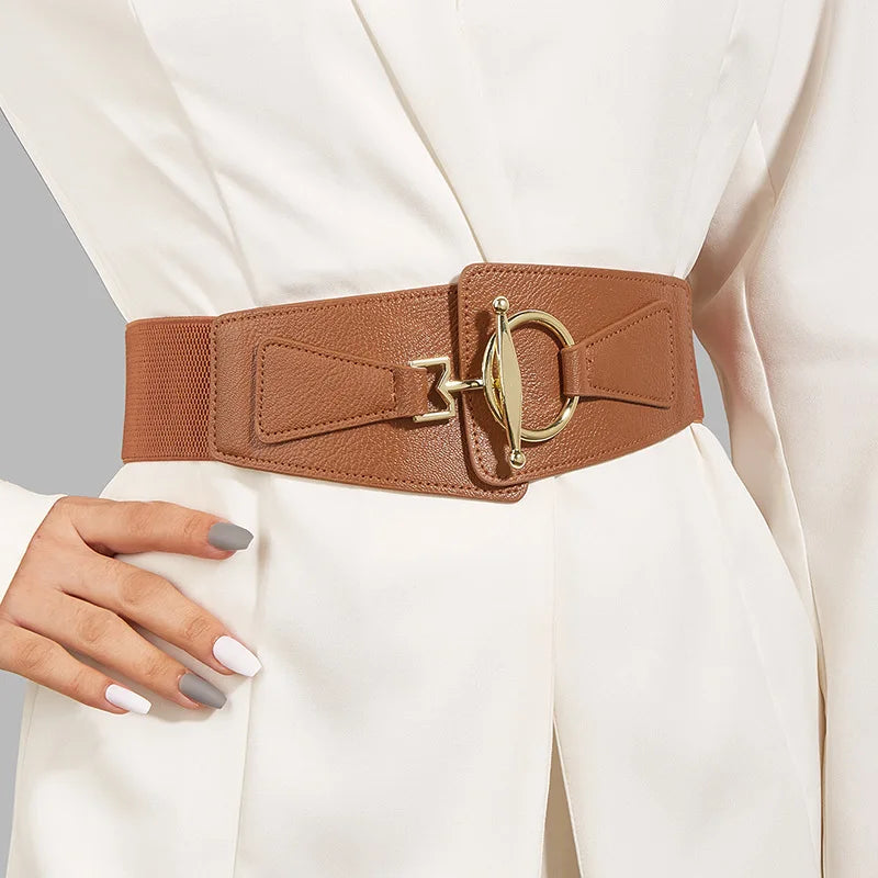 Women's Wide Belt Waist Belt for Dress  Fabric Elastic Belt for  Ladies Dresses