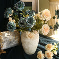 M408 Vintage Flores Artificiales Flower Decoration 5 Heads Dark Blue Artificial Flowers Silk Roses Artificial Wedding Flowers
