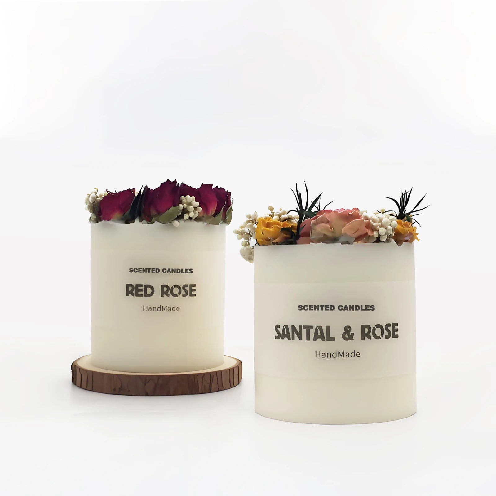 E188 Luxury Handmade Dried Flower Ornament Long-lasting Aroma Wax Scented Candle for Home Decor Christmas  Holidays