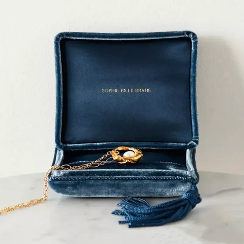 Custom Velvet Set Box Jewelry Box Necklace Ring Couple Ring Luxury Tassel Jewelry Packaging Earring Necklace Box