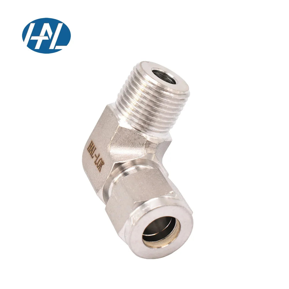 High Pressure 316 Stainless Steel Polished Forged Corrosion-Resistant Compression Tube Fitting 50mm OD X Male NPT 90 Degree