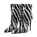 Trendy Zebra Stiletto Heels Pointed Toe Custom Designer High Heel Ladies Winter PU Leather Ankle Boots Women Shoes 2022