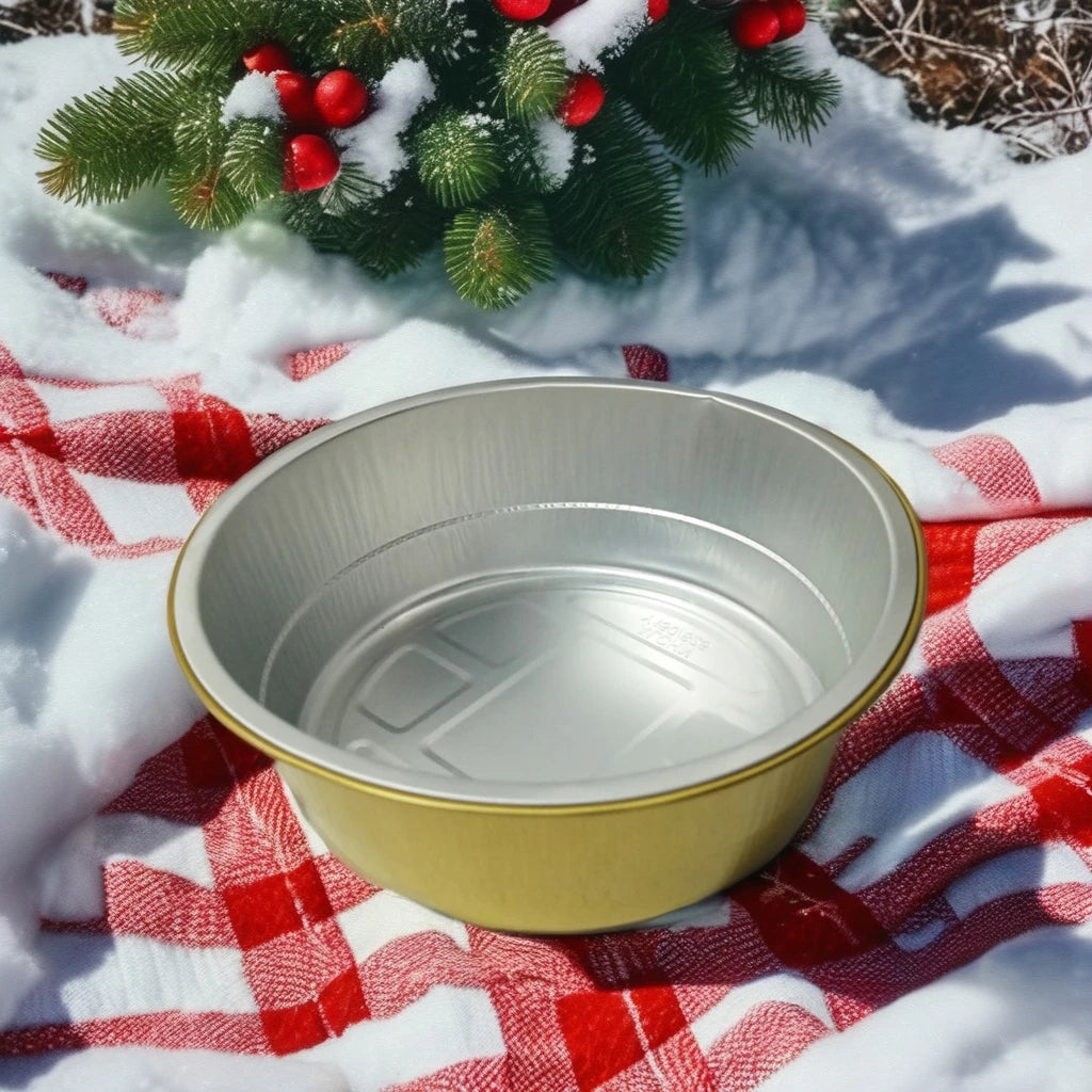 Round Silver Coated Pans Aluminum  Container sealed Lid Foil Pans No Leak