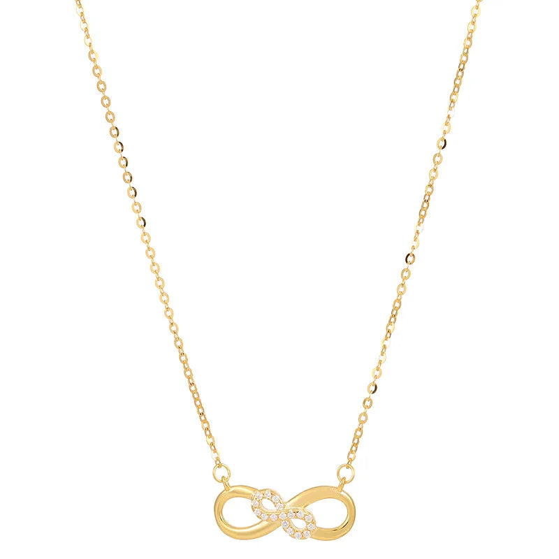 Fashion Fine Jewelry 925 Sterling Silver Necklace Digital Number Eight 8 Diamond Pendant Gold Plated Necklaces for Women