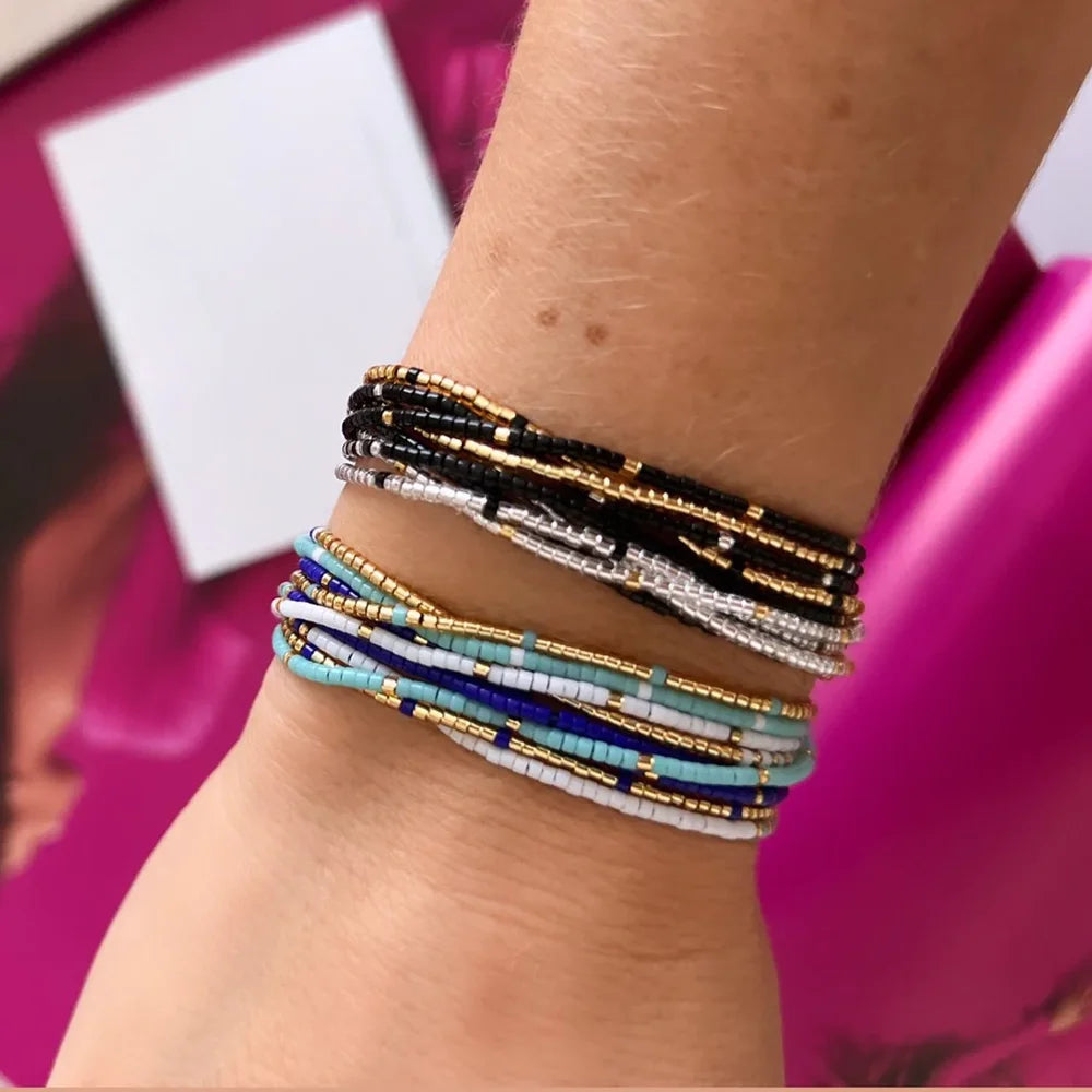 Go2boho Women's Fashion Multilayer Miyuki Beaded Bracelet Handmade Bohemian Wrap Jewelry Colorful Boho Trendy Accessory
