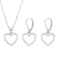 Sterling Silver 925 Christmas Gift Heart-shaped Earrings and Necklace Jewelry