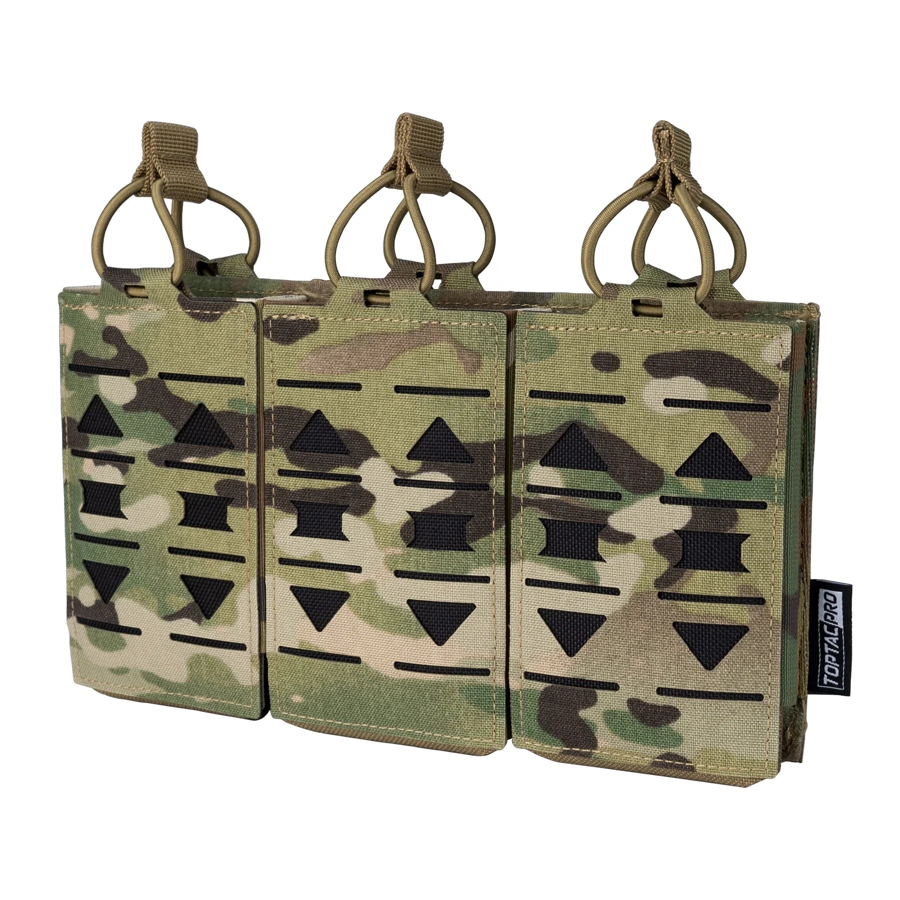 TOPTACPRO Laser Cut Camo Magazine Carrier Pouch Triple Magazine Pouch for 5.56mm Mag