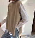 One Size Fall Winter Clothes Women Vest Sweater Sleeveless Knitwear O-neck Loose Style Pullover Tops for Women
