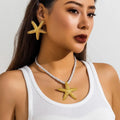 New Arrival Fashion Jewelry Exaggerated Sea Fish Star Rope Pendant Choker Necklaces for Women Gold Plated Star Necklaces