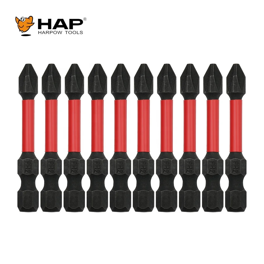 10PCS PACK Phillips Head 1/4 Inch Hex Shank Multi-purpose 50mm Impact PH2 Screwdriver Bit Set Taiwan S2 Material