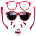 3609 TR90 Kids Magnetic Flexible Adjustable Strap Snap Custom Luxury Clip on Polarized Girls Sunglasses
