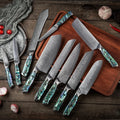 10 Pcs Kitchen Knife Set with Abalone Shell Handle JDH Damascus Knife Set 67 Layers Damascus Steel