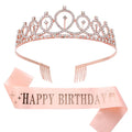 Birthday Diamond Crown Women Hair Tiara With Party Sash Set Happy Birthday Party Hair Crown Set