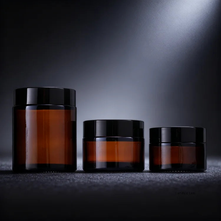 WOGU Empty Amber Glass Cream Jar 20g 30g 50g Refilled Storage Gel Container Skincare Cosmetic Packaging