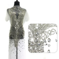 W005 Fancy Beaded Crystal Patch Applique Bodice Lace Bridal Crystal Sequins for Wedding Gowns