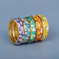 Hot Sale Gold Plated Enamel Band Ring Women Bohemia Colorful Oil Dripping Ring for Party