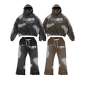 Custom Unisex Cotton 500gsm Heavyweight Cropped Hoodies Acid Wash Distressed Embroidery Patch Zip up Satin Lined Hoodie