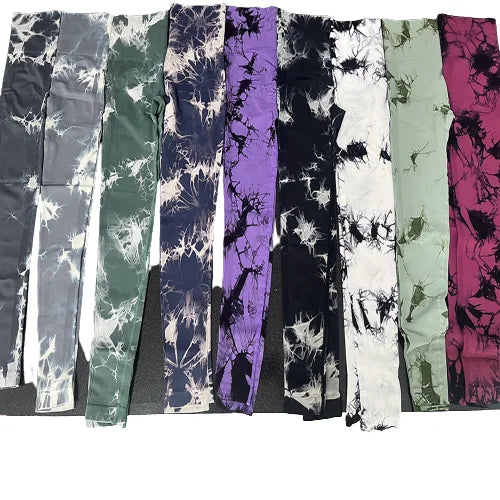 Womens High Waist Marble Leggings Gym Workout Quick Dry Push up Back Scrunch Seamless Tie Dye Yoga Leggins