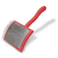 2024 New Pet Grooming Long Pin Wood Pet Dog Brush Handle Paint Curved Dog Slicker Brush for Goldendoodle Labradoodle