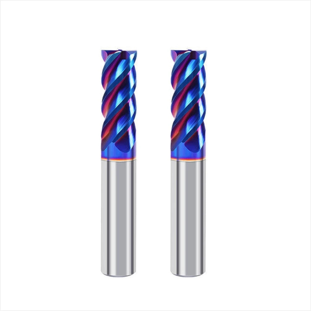 Naco Blue Coated HRC65 4-Flute Carbide End Mill Cutter Customizable Flat CNC Machining Tool with ODM/OEM Support