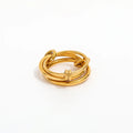 Moge Anel Aco Inoxidavel 18K Gold Plated Stainless Steel Three-finger Interlocking Chunky Rings for Women Layered Ring Jewelry