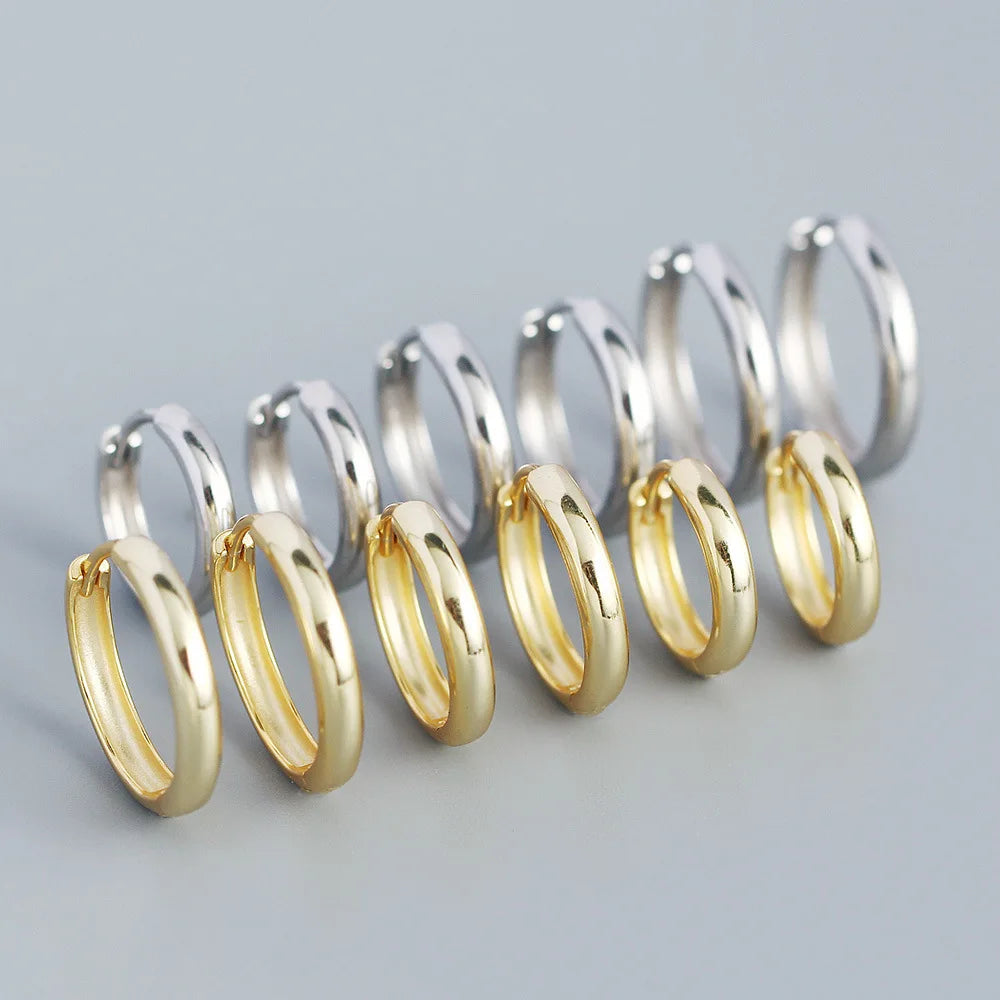 High Quality Simple Design S925 Sterling Silver Wide Hoop Earrings for Women YHE0386