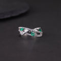W0347 High-quality Green Color Gemstone Green Agate Good Polished 925 Sterling Silver Unique Design Rings for Ladies