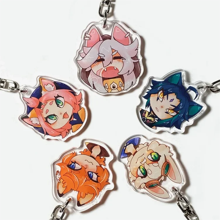 Customized Gradient Charms Anime Digital Photo Promotion Gift UV Printed Plastic Acrylic Keychain with Custom Logo
