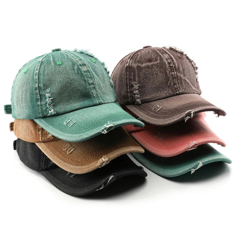 Wholesale Cotton Baseball Cap Curved Brim Men Women Vintage Washed Distressed Hats Twill Plain Blank Adjustable 6 Panel Dad Hat
