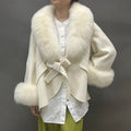 New Arrival Winter Cashmere Coat Women Sheep Wool Coat With Real Fox Fur Collar Cuff
