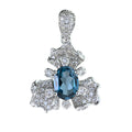 925 Sterling Silver Natural London Blue Topaz Flower Pendant for Women Delicate Rhodium Plated Fine Pendants for Gift Charm