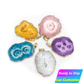 High Quality Natural Rough Crystal Birth Sun Flower Agate Geode Gem Healing Stone Jewelry Necklace Pendant for Ladies Children
