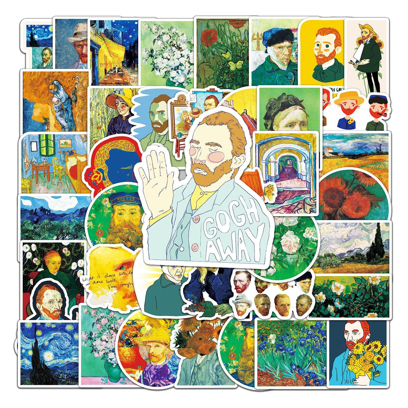 50Pcs Fashion Van Gogh Oil Painting VSCO Graffiti Stickers for Girl Laptop Bottle Phone Vinyl Art Sticker