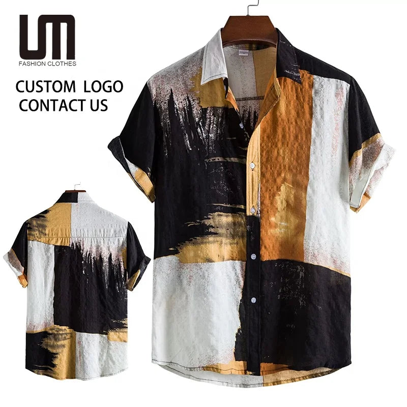 2025 Men's Summer Hawaiian Shirt - Oversize Beach Shirt (Trendy Printed Plus Size Casual Shirt for Vacation)