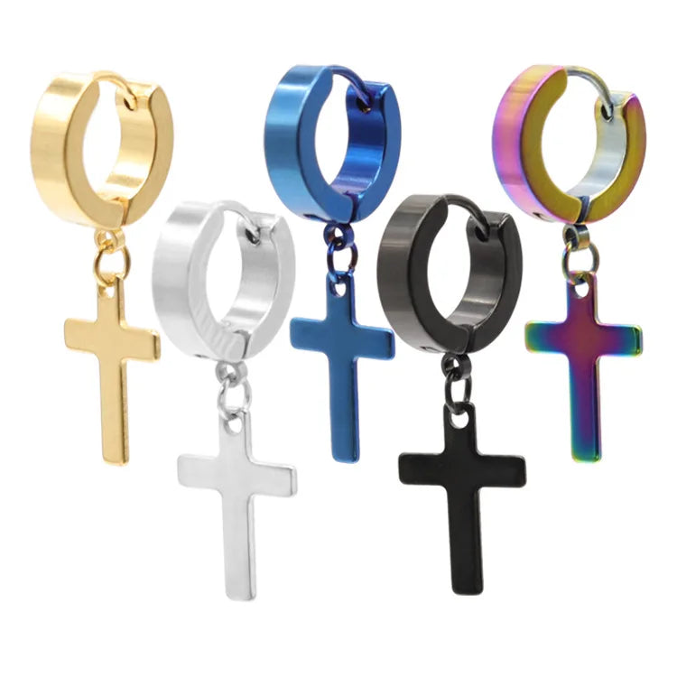 1 Pcs Stainless Steel Ear Studs Earrings Ear Ring Jewelry Decoration Winter Tassels Cross Unisex for Women and Men