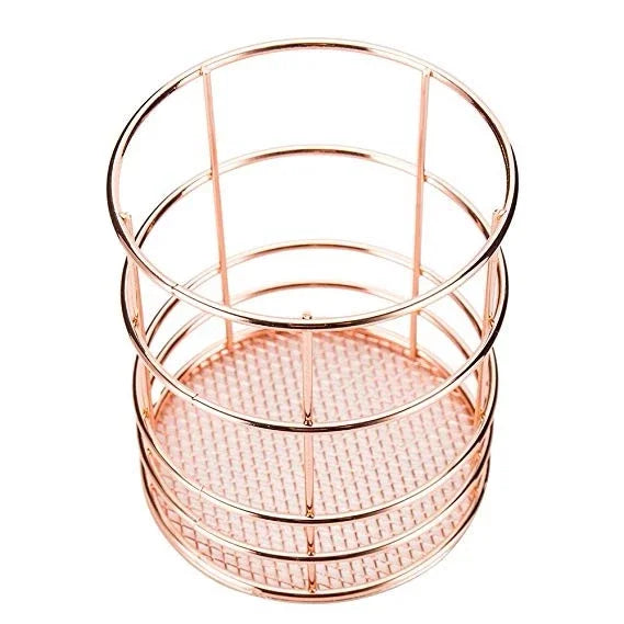 Rose Gold Pen Holder Cup for Home Office Desk Organizers  Round Mini Makeup Brushes Storage Tidy Office Organizer