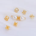 14K Double Sided Flower Caps DIY Jewelry Accessories Lotus Shape Bead Caps 18K Gold Plated Brass Bead Cap for Jewelry Making