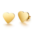 High Polish Classic Gold Plated Engravable Name Letter Heart Stud Earrings Custom Logo Plain Disc Wedding Gift for Women