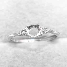 Sterling Silver 5*5mm Semi Mount Ring Empty Frame Blank Support Claw Setting S925 Base Holder Without Center Stone for DIY Inlay