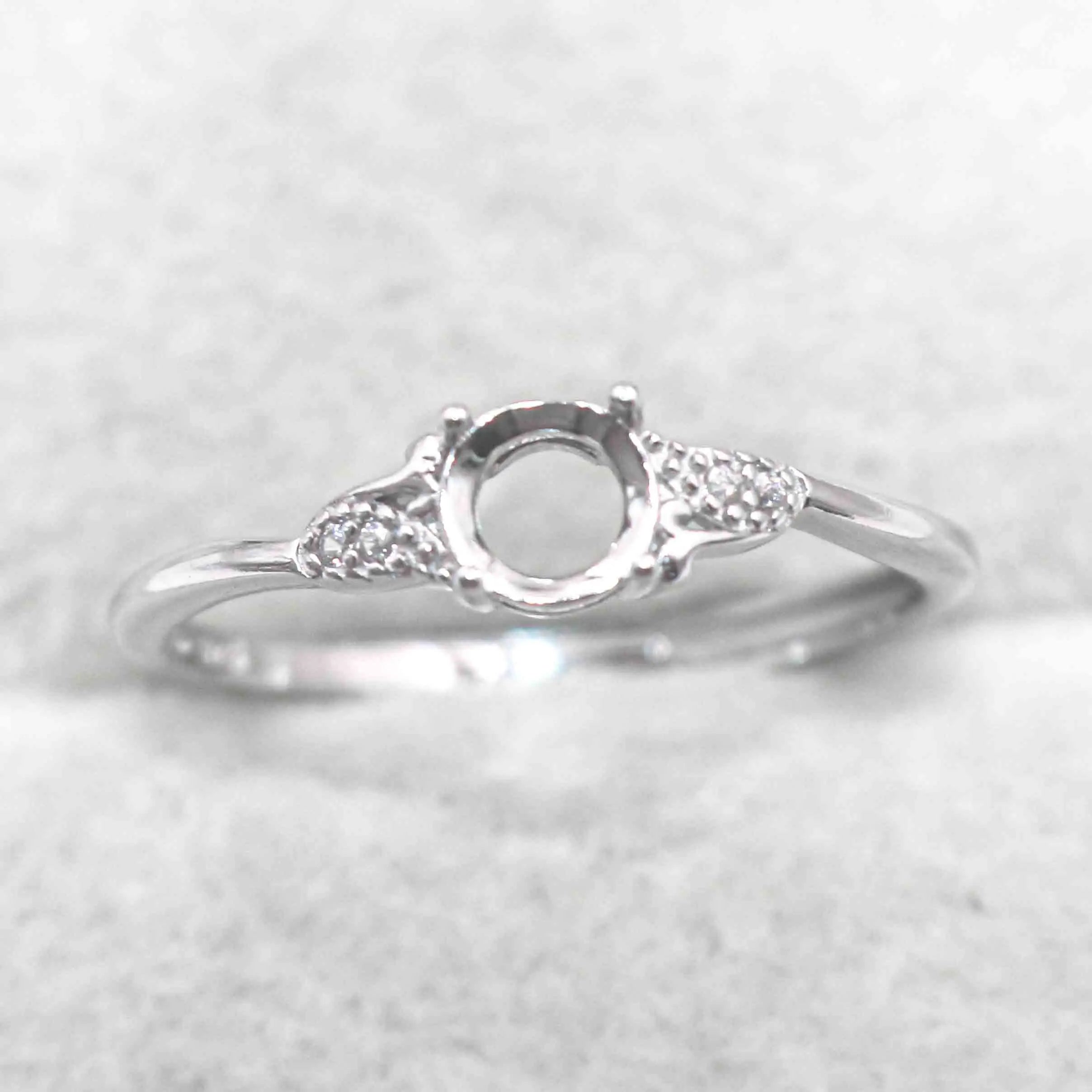 Sterling Silver 5*5mm Semi Mount Ring Empty Frame Blank Support Claw Setting S925 Base Holder Without Center Stone for DIY Inlay