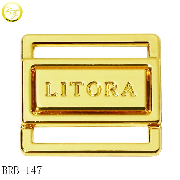 Fashion Underwear Gold Letter Straps Swimwear Hardware Adjustable Slider Buckle Metal Parts for Beachwear