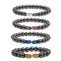 Hot Selling Handmade 8mm Energy Arrow Bracelet Magnetic Black Hematite Beaded Bracelet for Men
