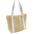 Fashion Summer Beach Travel Eco Natural Paper Straw Crocheted Woven Striped Durable Tote Shoulder Handbag Inner Pocket Canvas
