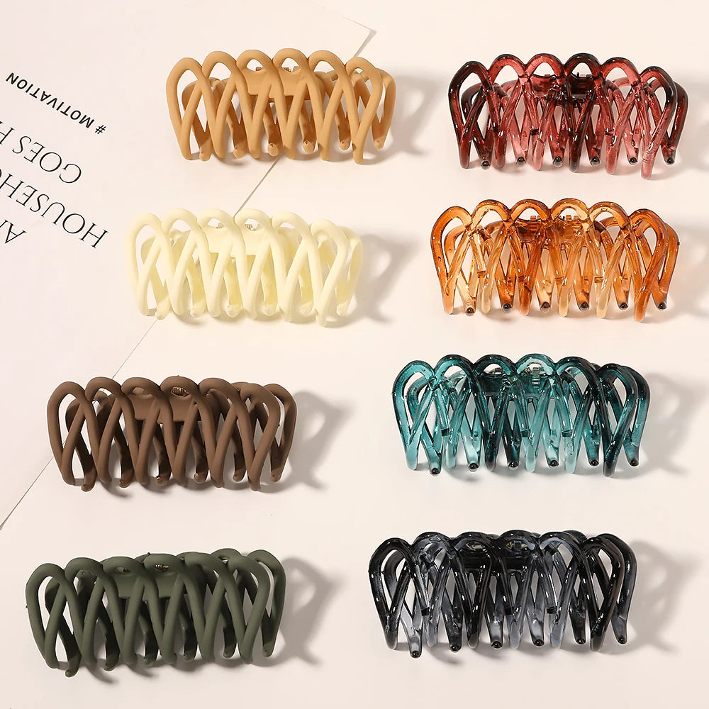 QIYUE Korea East Gate Popular Hair Claw Clip Simple Fence Solid Color 10pcs Factory Wholesale Plastic Hair Clip for Women Daily