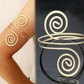 Vintage Fashion Design Geometric Silver and Gold Plated Alloy Open Cuff Bracelet for Women Upper Arm Jewelry