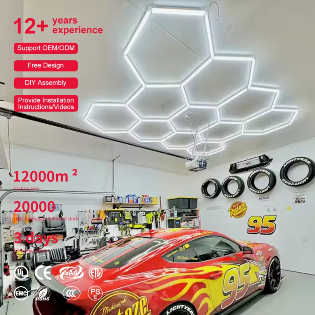 New Manufacturers Selling 6500K Garage Led Hexagonal Clothing Store Car Wash Beauty Light MegaBDM