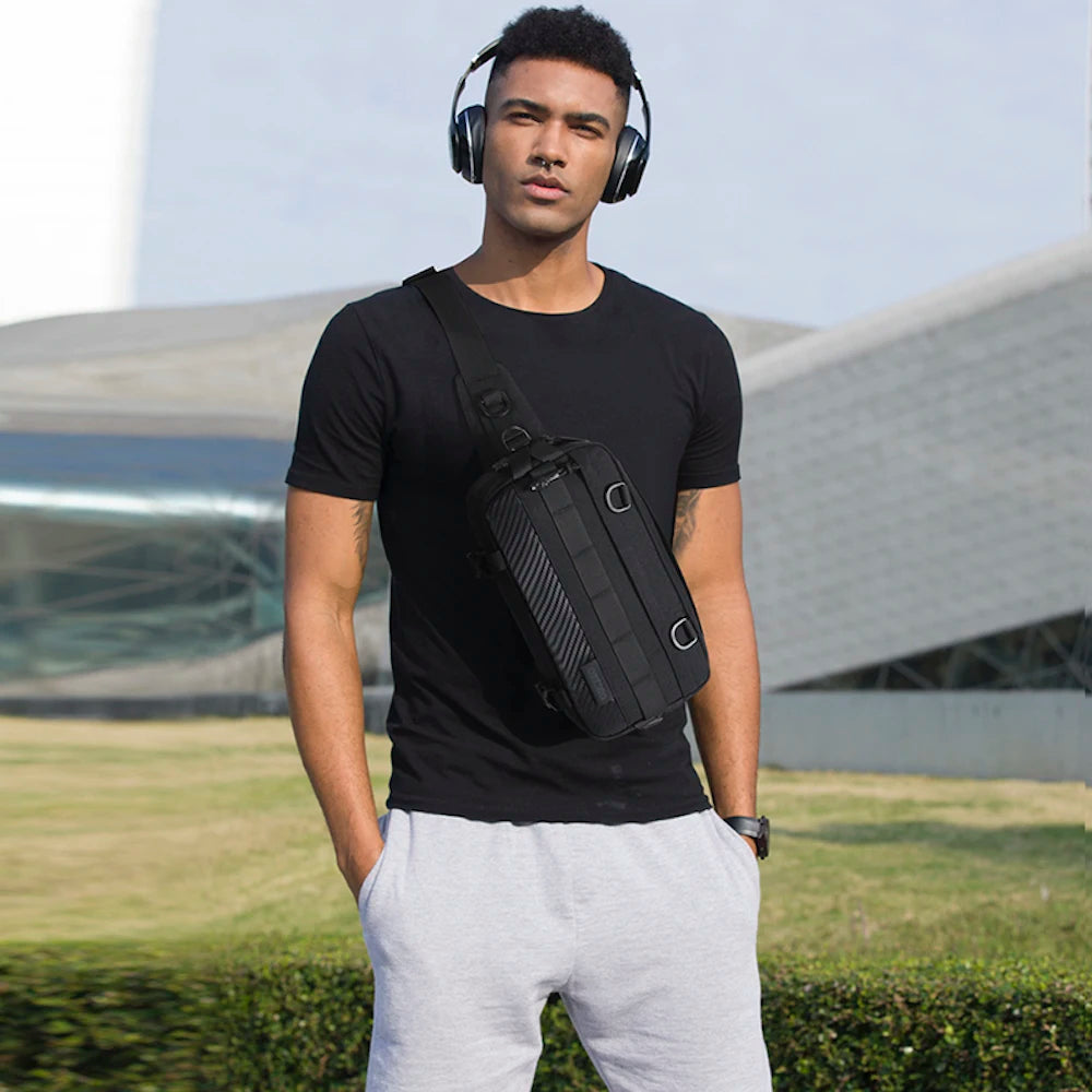 Ozuko 9676 Man Crossbody Sling Bag Purse Sports Fanny Packs Mens Chest Bag Custom Messenger Tactical Side Cross Bag